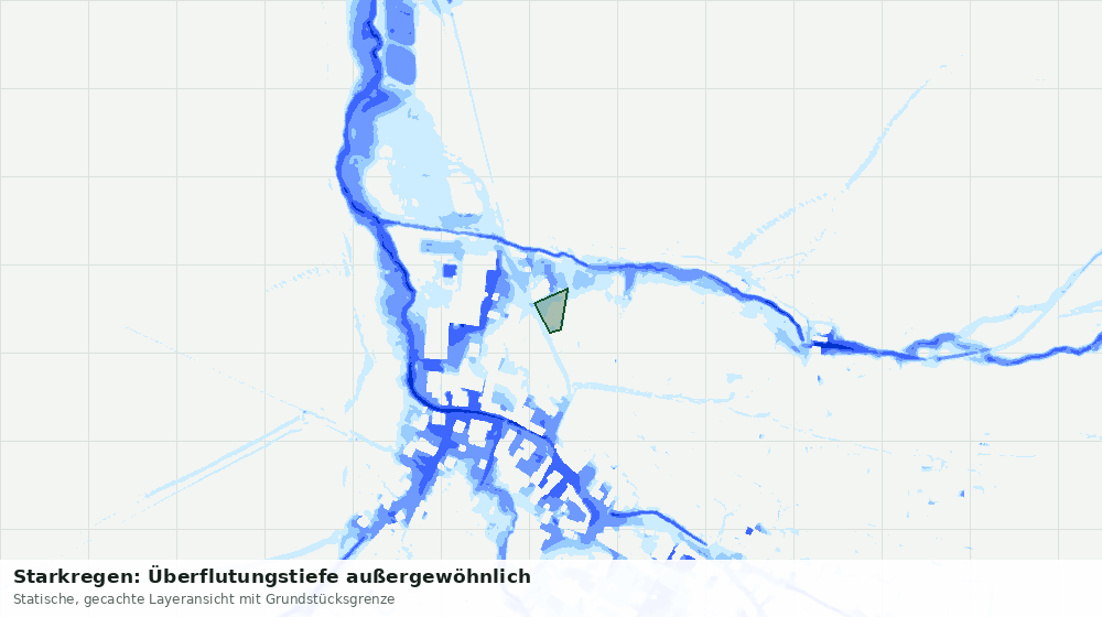 Statische Kartenansicht: Starkregen: Überflutungstiefe außergewöhnlich