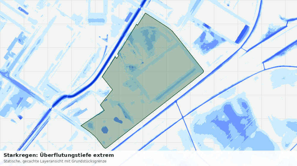 Statische Kartenansicht: Starkregen: Überflutungstiefe extrem