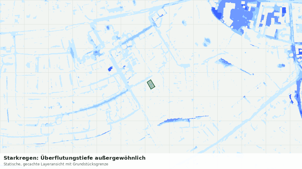 Statische Kartenansicht: Starkregen: Überflutungstiefe außergewöhnlich