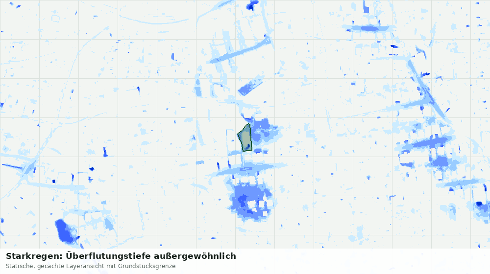 Statische Kartenansicht: Starkregen: Überflutungstiefe außergewöhnlich
