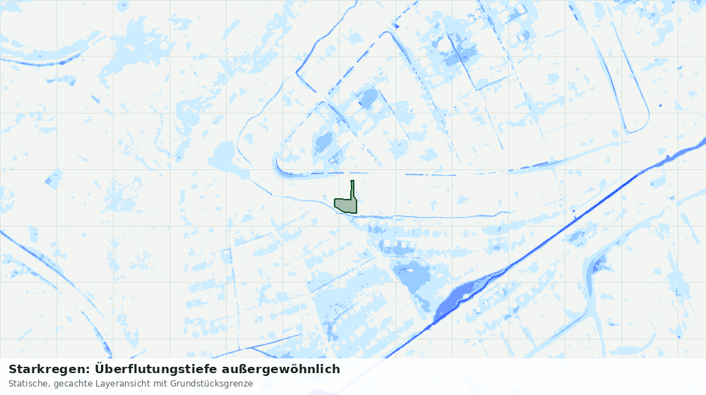 Statische Kartenansicht: Starkregen: Überflutungstiefe außergewöhnlich