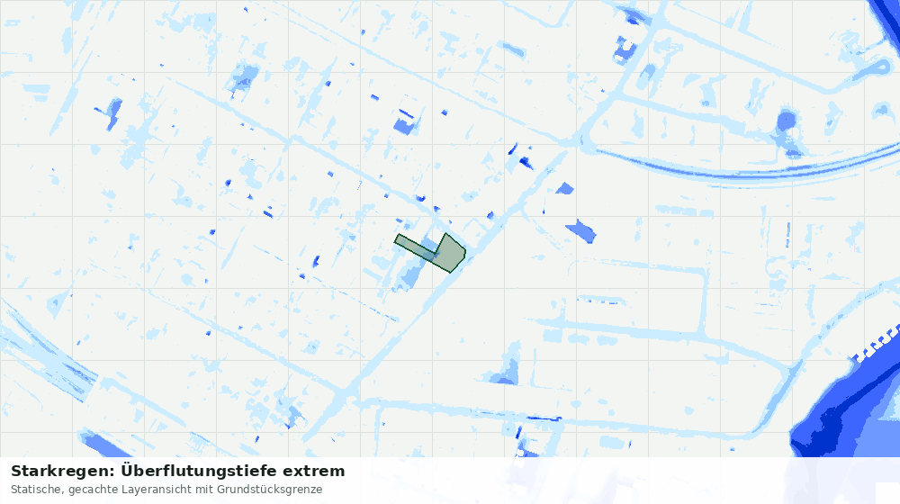 Statische Kartenansicht: Starkregen: Überflutungstiefe extrem