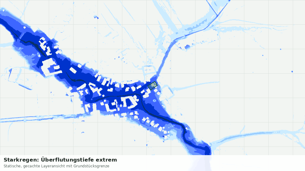 Statische Kartenansicht: Starkregen: Überflutungstiefe extrem