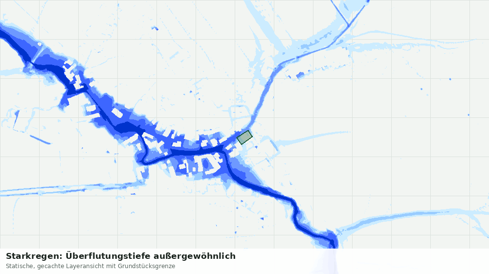 Statische Kartenansicht: Starkregen: Überflutungstiefe außergewöhnlich