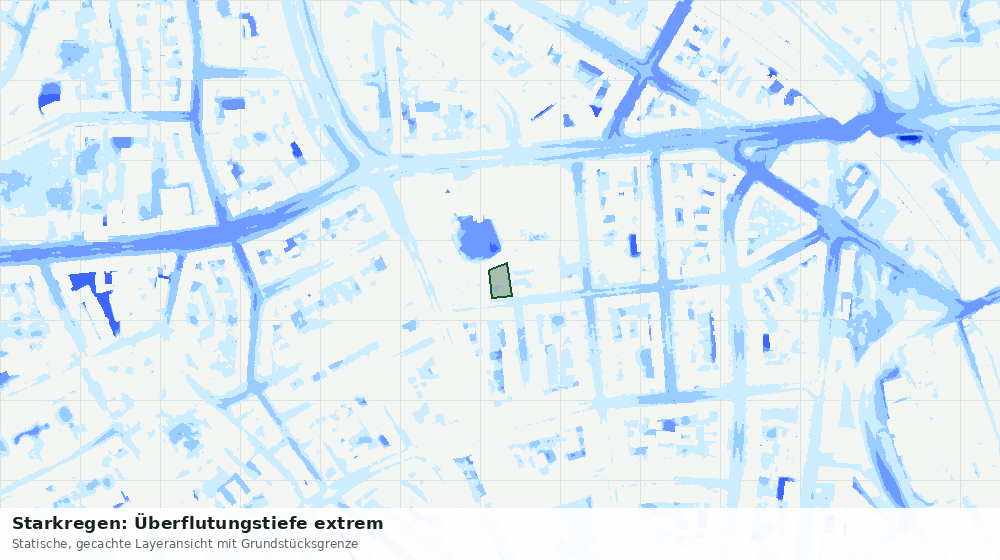 Statische Kartenansicht: Starkregen: Überflutungstiefe extrem