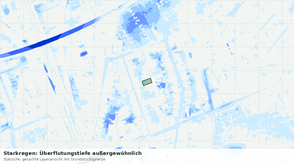 Statische Kartenansicht: Starkregen: Überflutungstiefe außergewöhnlich
