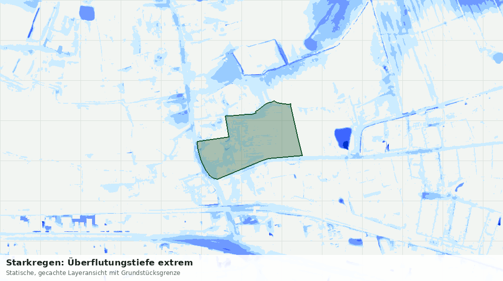 Statische Kartenansicht: Starkregen: Überflutungstiefe extrem
