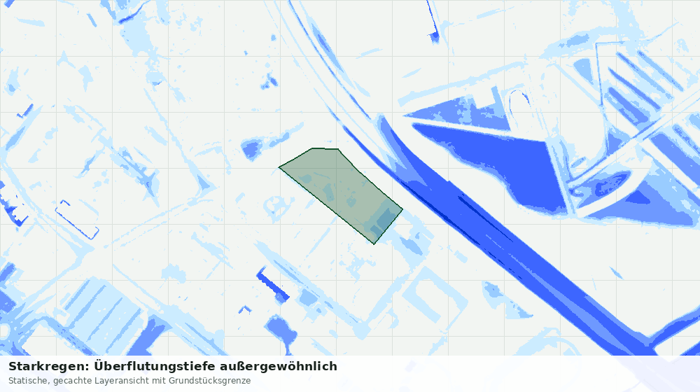 Statische Kartenansicht: Starkregen: Überflutungstiefe außergewöhnlich