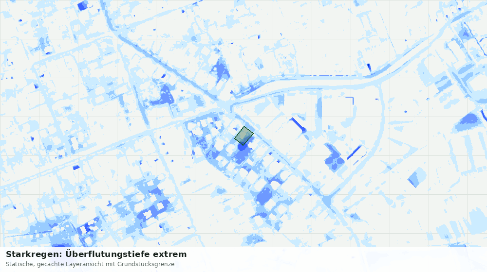 Statische Kartenansicht: Starkregen: Überflutungstiefe extrem