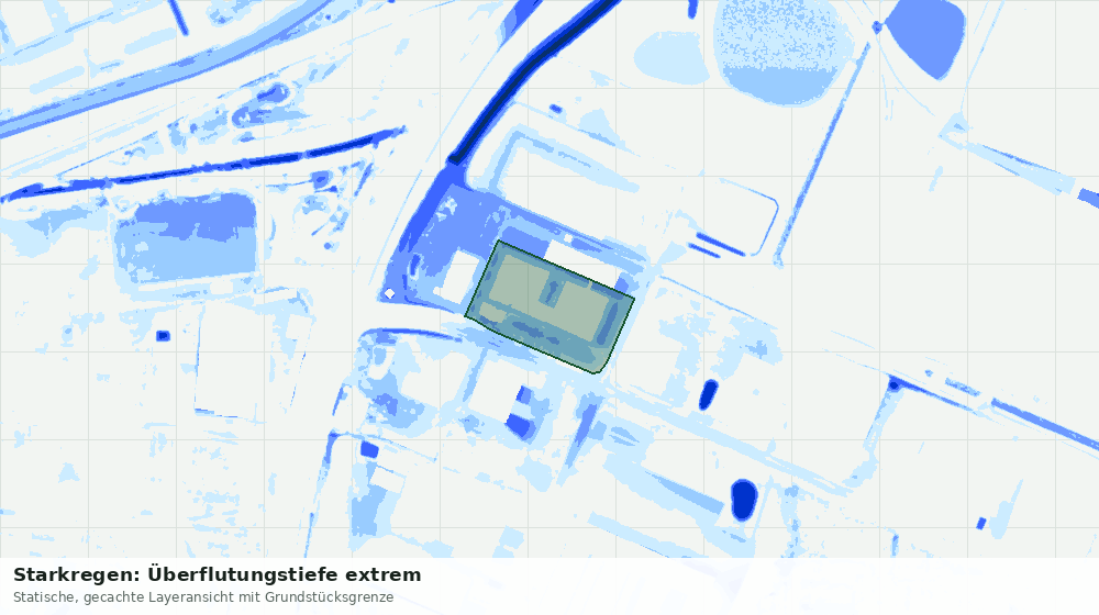 Statische Kartenansicht: Starkregen: Überflutungstiefe extrem