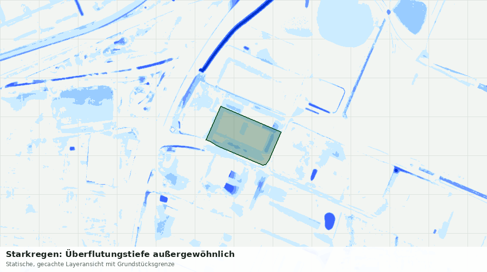 Statische Kartenansicht: Starkregen: Überflutungstiefe außergewöhnlich