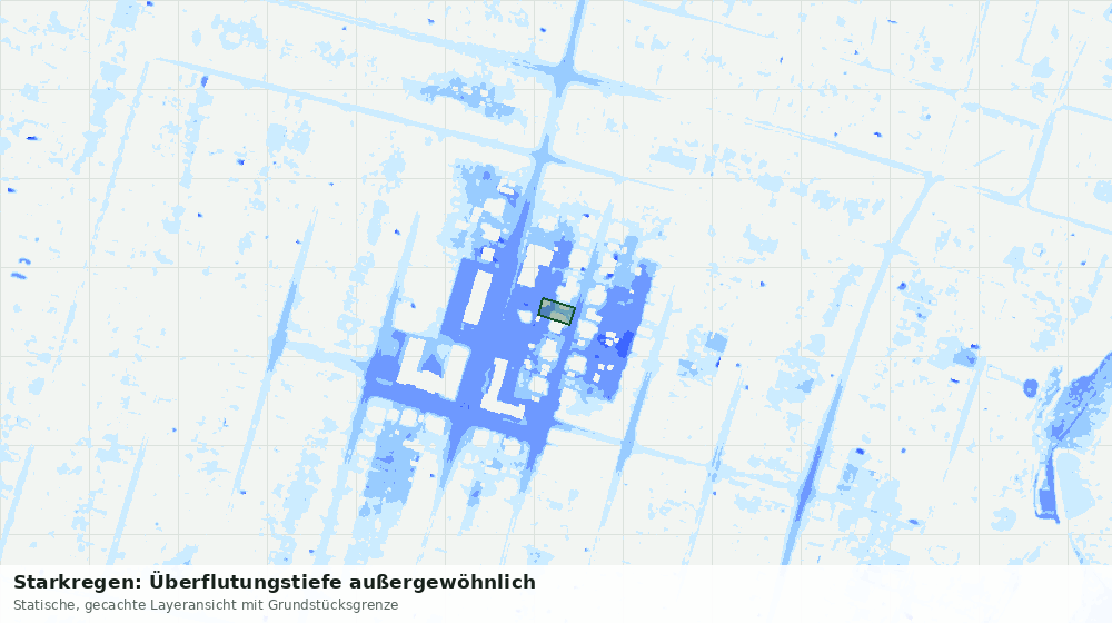 Statische Kartenansicht: Starkregen: Überflutungstiefe außergewöhnlich
