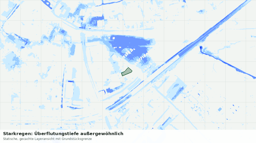 Statische Kartenansicht: Starkregen: Überflutungstiefe außergewöhnlich