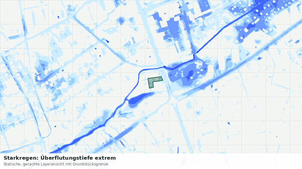Statische Kartenansicht: Starkregen: Überflutungstiefe extrem