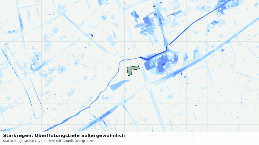 Statische Kartenansicht: Starkregen: Überflutungstiefe außergewöhnlich