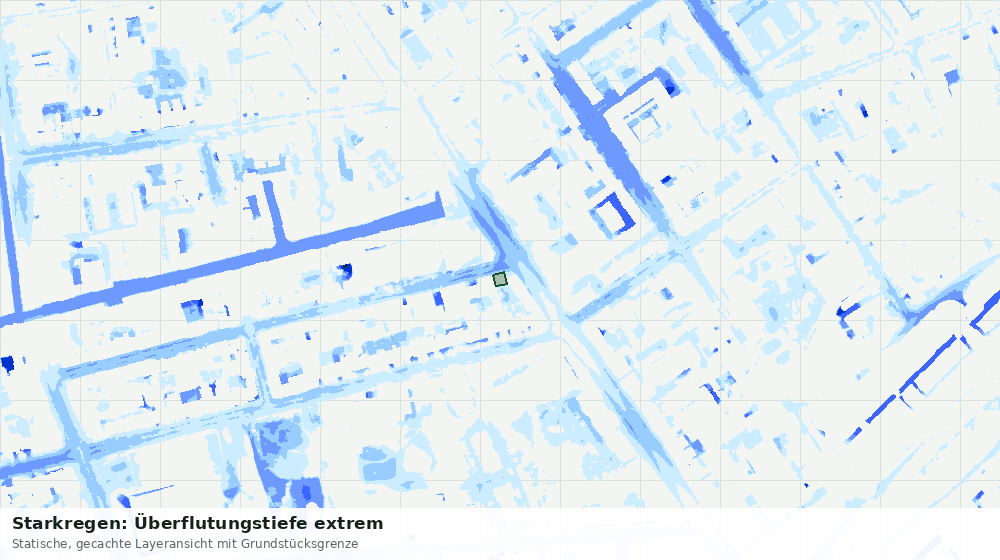 Statische Kartenansicht: Starkregen: Überflutungstiefe extrem