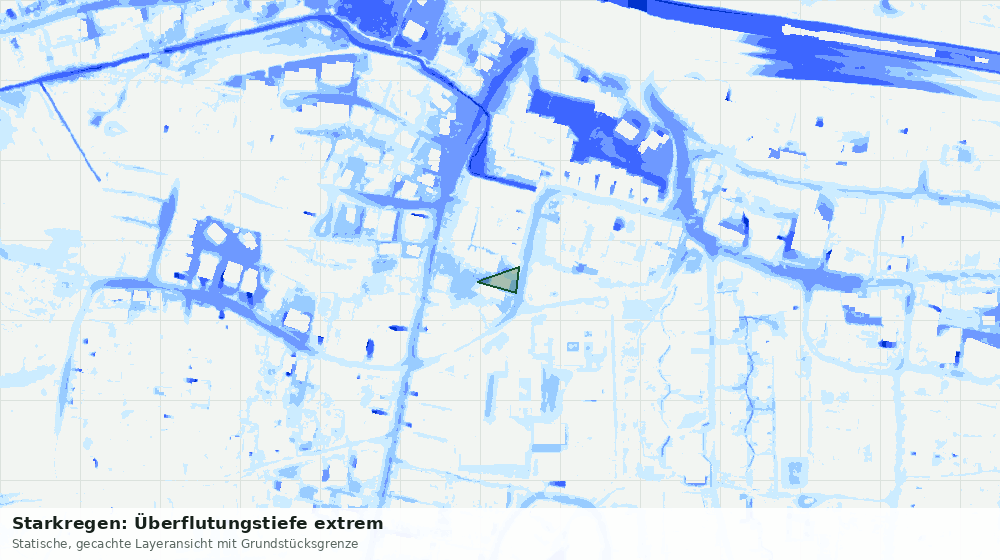 Statische Kartenansicht: Starkregen: Überflutungstiefe extrem