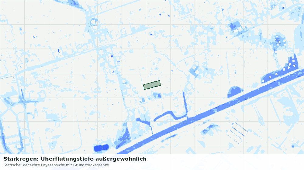 Statische Kartenansicht: Starkregen: Überflutungstiefe außergewöhnlich