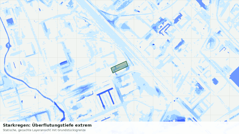 Statische Kartenansicht: Starkregen: Überflutungstiefe extrem