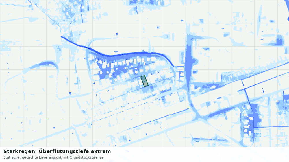 Statische Kartenansicht: Starkregen: Überflutungstiefe extrem