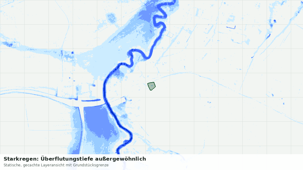 Statische Kartenansicht: Starkregen: Überflutungstiefe außergewöhnlich