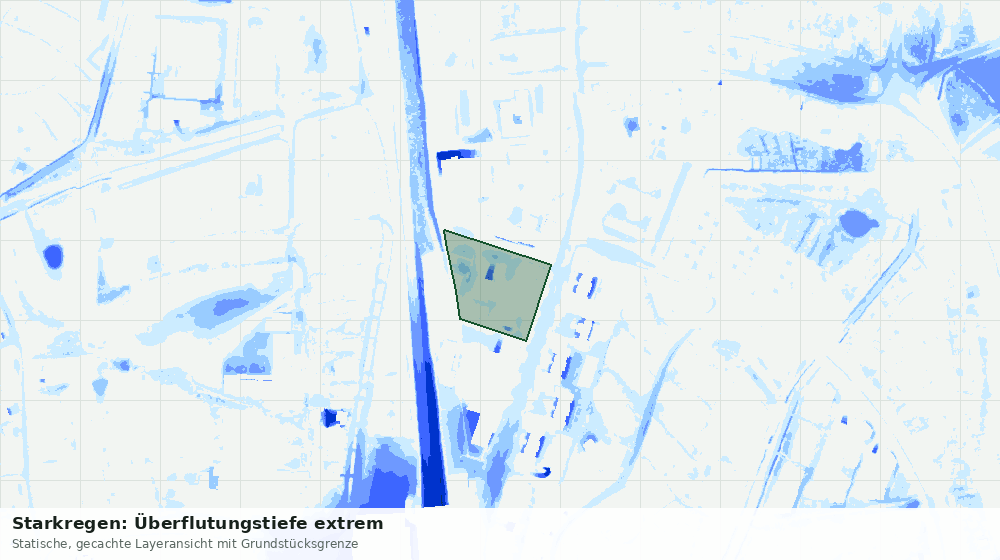 Statische Kartenansicht: Starkregen: Überflutungstiefe extrem