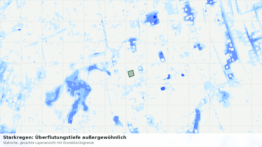 Statische Kartenansicht: Starkregen: Überflutungstiefe außergewöhnlich