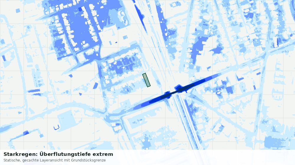 Statische Kartenansicht: Starkregen: Überflutungstiefe extrem
