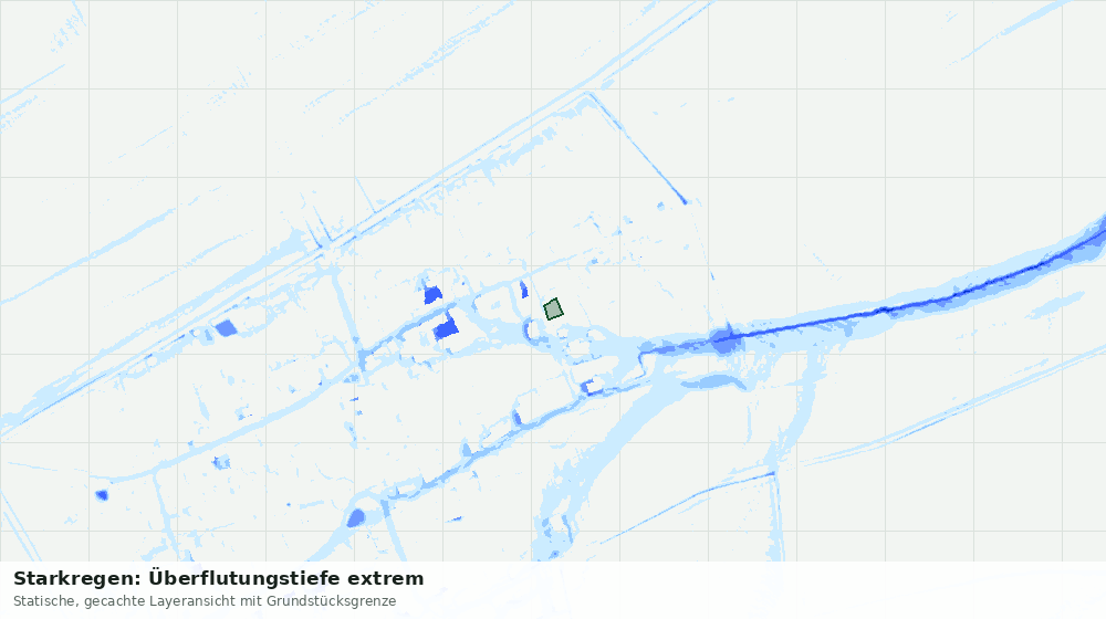 Statische Kartenansicht: Starkregen: Überflutungstiefe extrem
