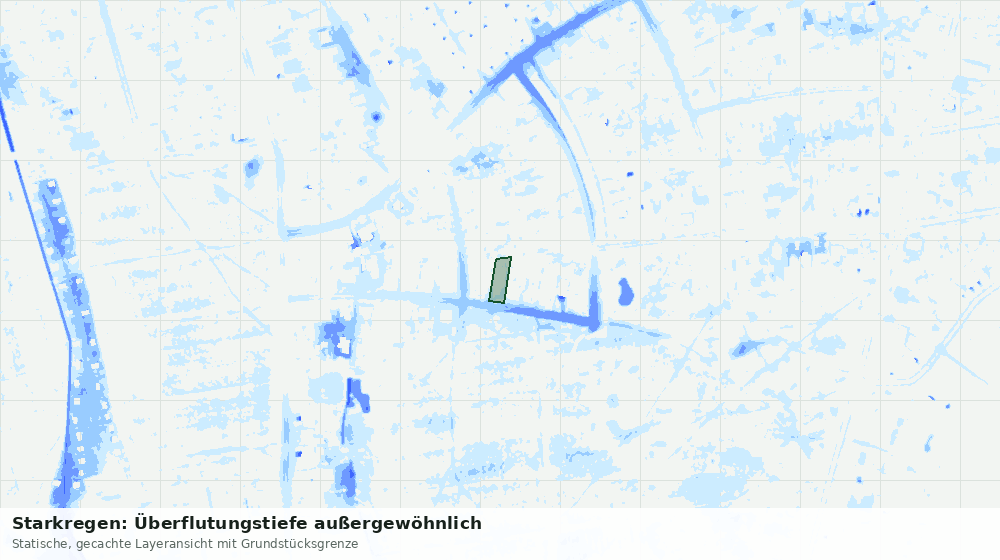 Statische Kartenansicht: Starkregen: Überflutungstiefe außergewöhnlich