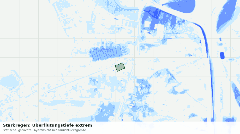 Statische Kartenansicht: Starkregen: Überflutungstiefe extrem