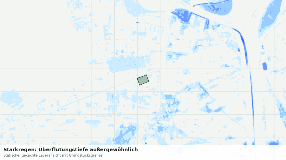 Statische Kartenansicht: Starkregen: Überflutungstiefe außergewöhnlich