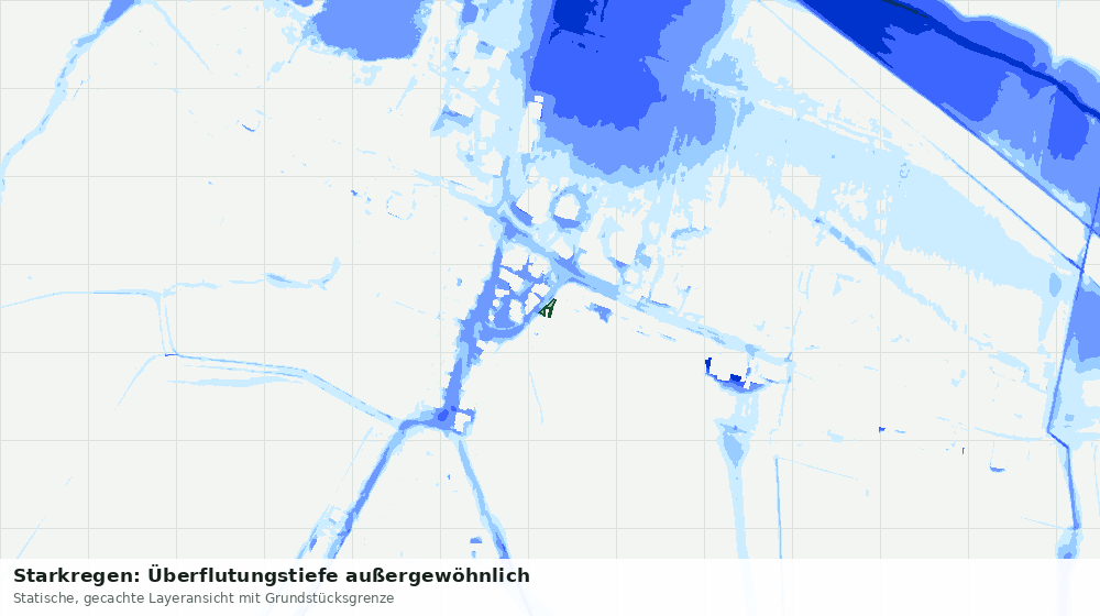 Statische Kartenansicht: Starkregen: Überflutungstiefe außergewöhnlich