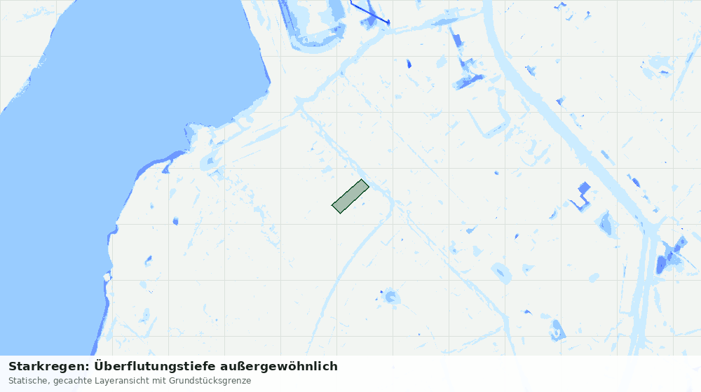 Statische Kartenansicht: Starkregen: Überflutungstiefe außergewöhnlich