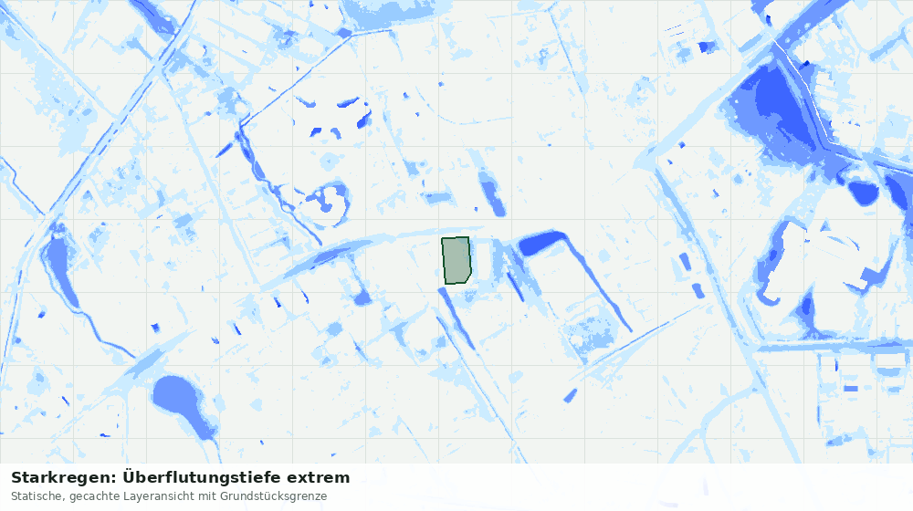 Statische Kartenansicht: Starkregen: Überflutungstiefe extrem