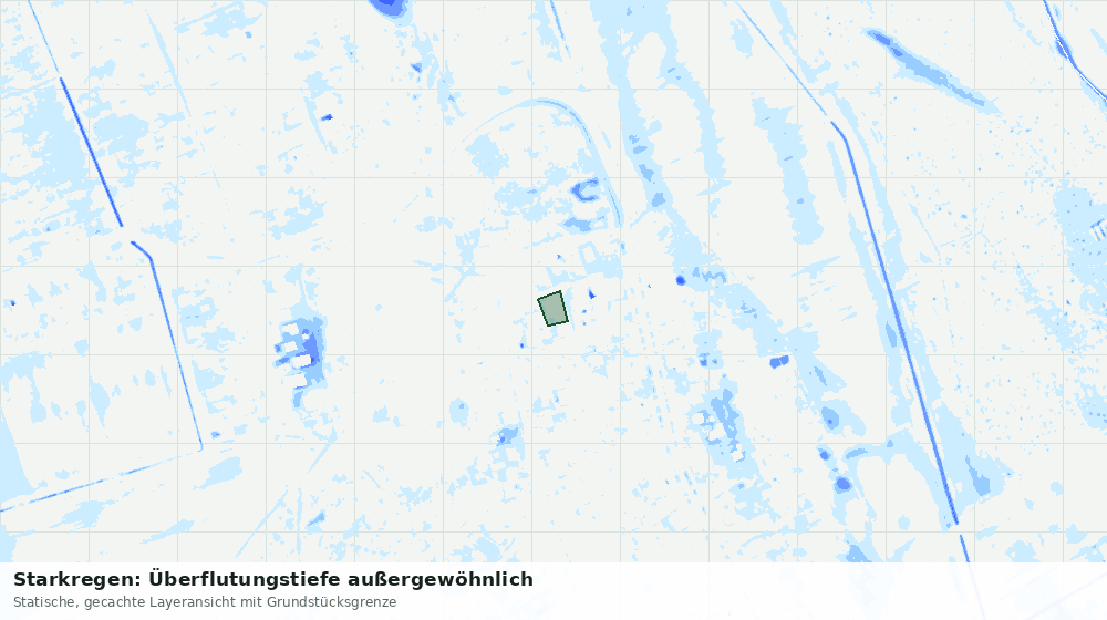 Statische Kartenansicht: Starkregen: Überflutungstiefe außergewöhnlich