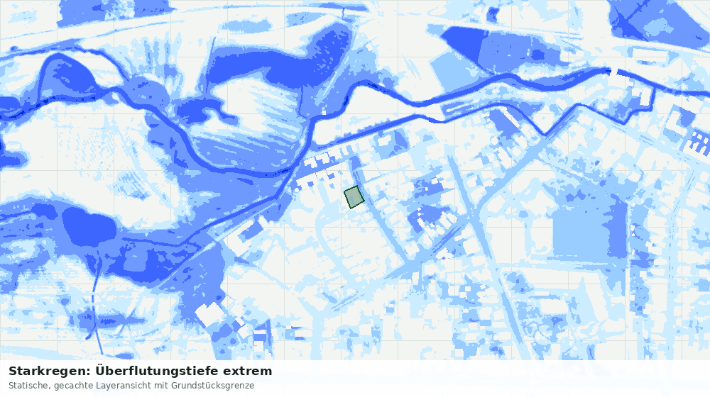 Statische Kartenansicht: Starkregen: Überflutungstiefe extrem