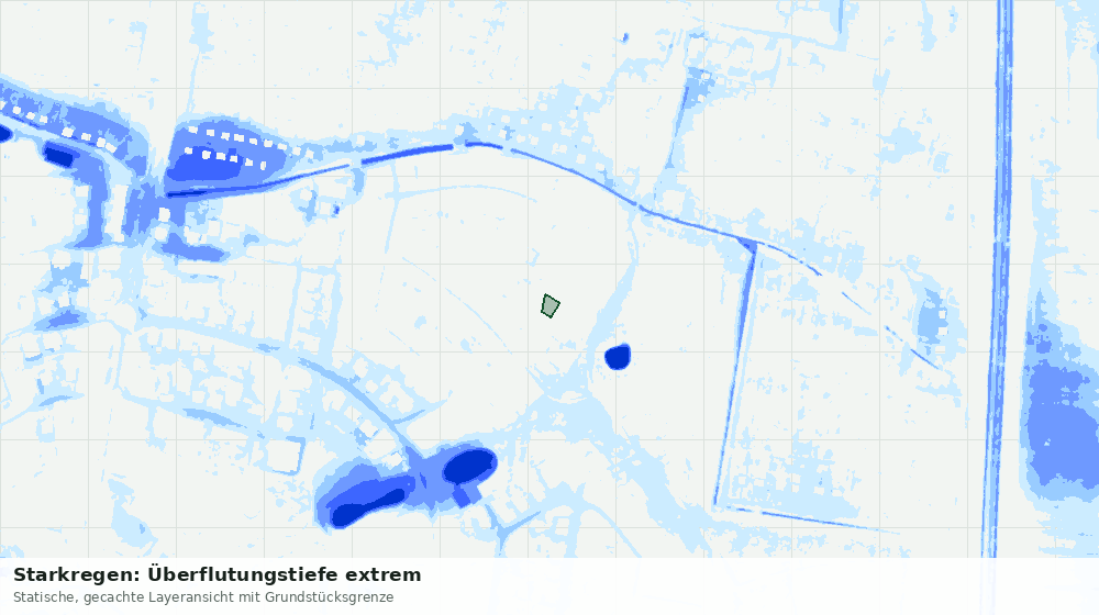 Statische Kartenansicht: Starkregen: Überflutungstiefe extrem
