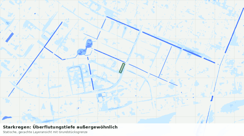 Statische Kartenansicht: Starkregen: Überflutungstiefe außergewöhnlich