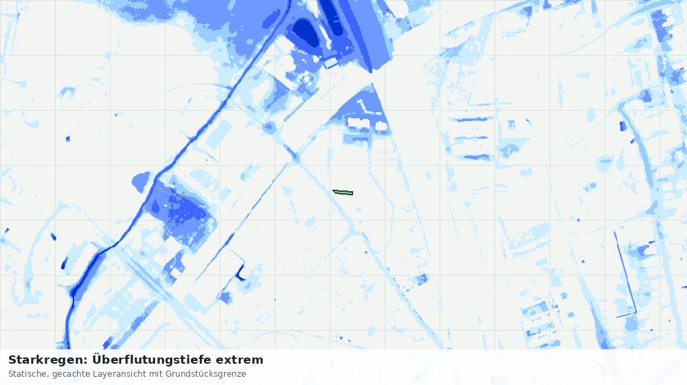 Statische Kartenansicht: Starkregen: Überflutungstiefe extrem