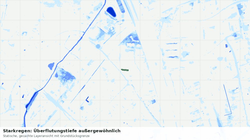 Statische Kartenansicht: Starkregen: Überflutungstiefe außergewöhnlich