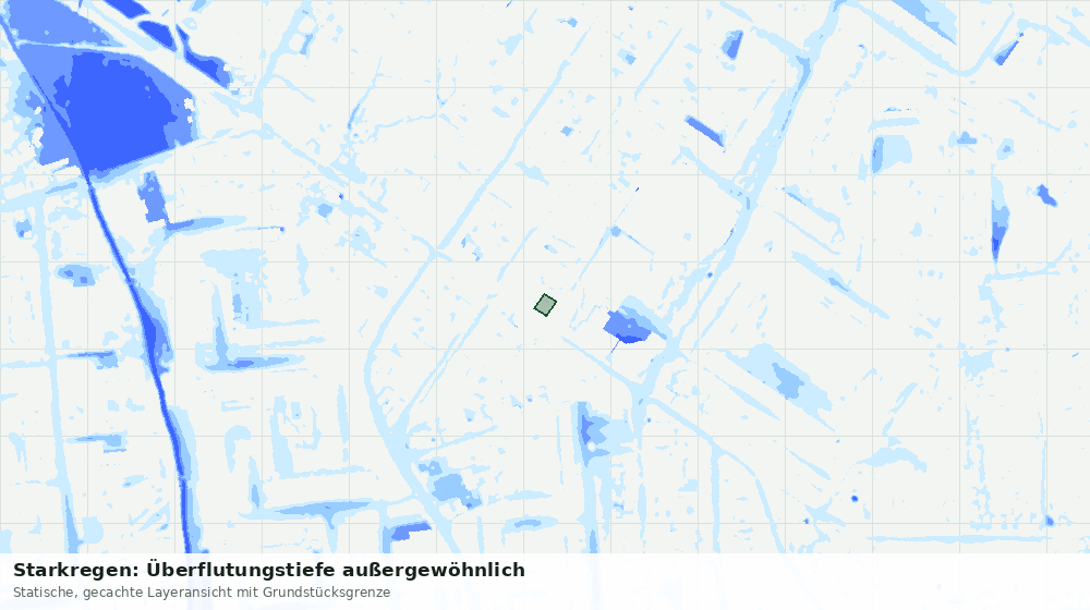 Statische Kartenansicht: Starkregen: Überflutungstiefe außergewöhnlich