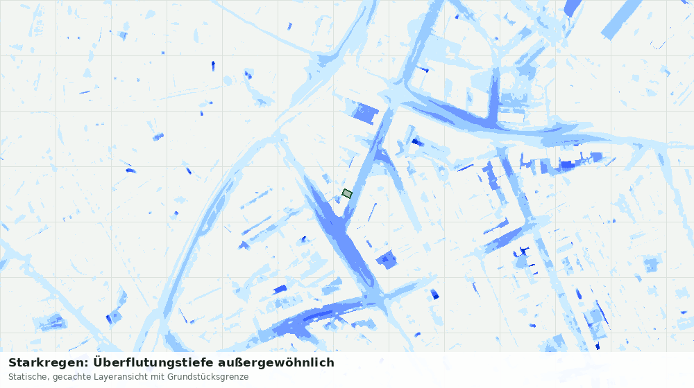 Statische Kartenansicht: Starkregen: Überflutungstiefe außergewöhnlich