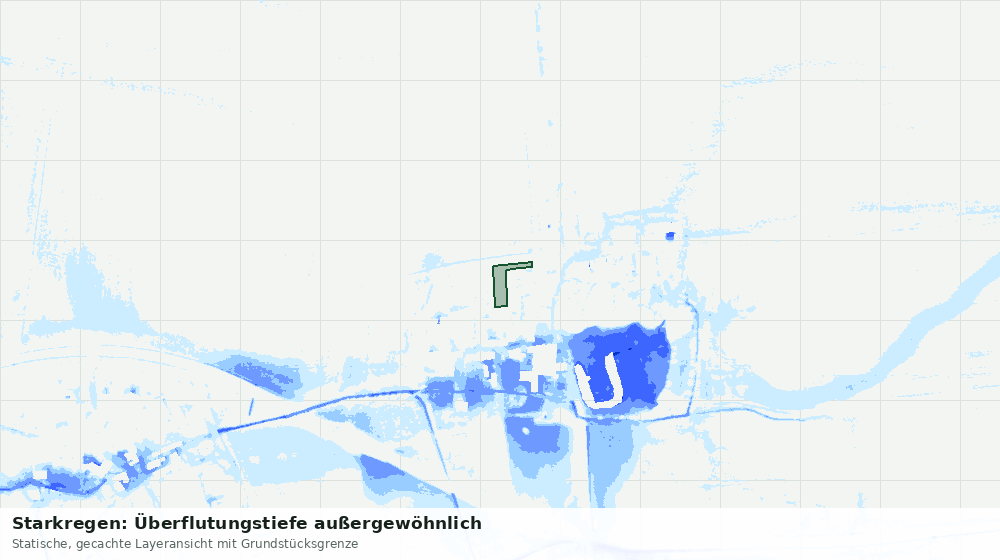 Statische Kartenansicht: Starkregen: Überflutungstiefe außergewöhnlich