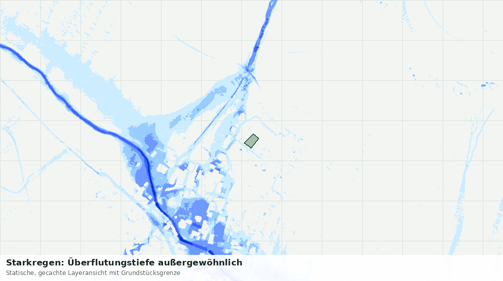 Statische Kartenansicht: Starkregen: Überflutungstiefe außergewöhnlich