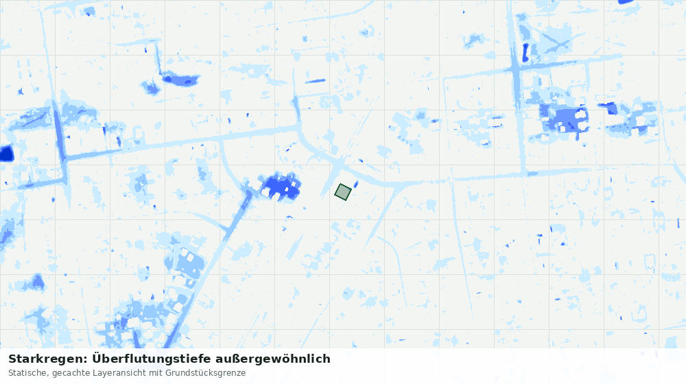 Statische Kartenansicht: Starkregen: Überflutungstiefe außergewöhnlich