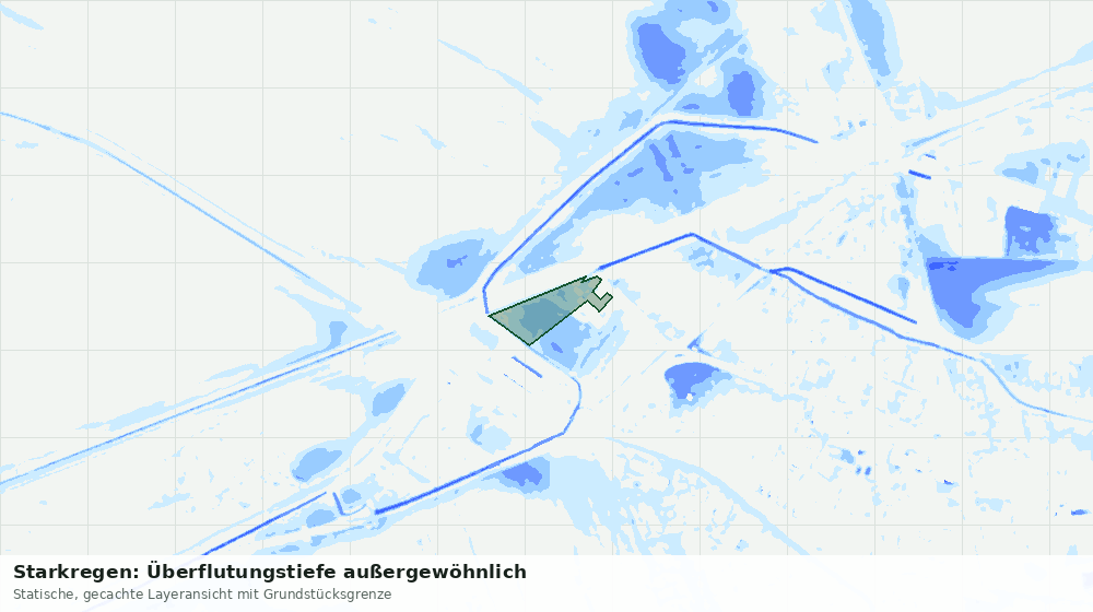 Statische Kartenansicht: Starkregen: Überflutungstiefe außergewöhnlich