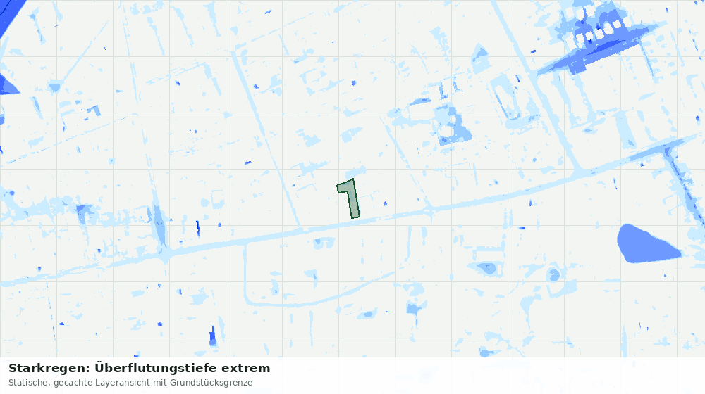 Statische Kartenansicht: Starkregen: Überflutungstiefe extrem
