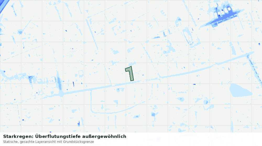 Statische Kartenansicht: Starkregen: Überflutungstiefe außergewöhnlich