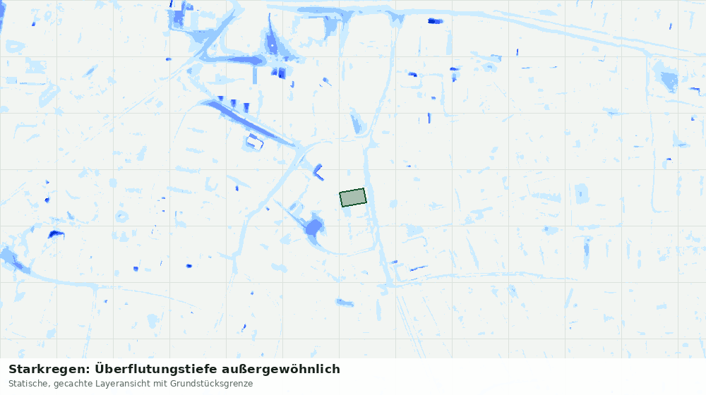 Statische Kartenansicht: Starkregen: Überflutungstiefe außergewöhnlich